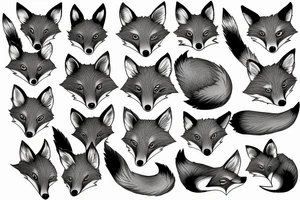 One fox and 4 baby fox tattoo idea