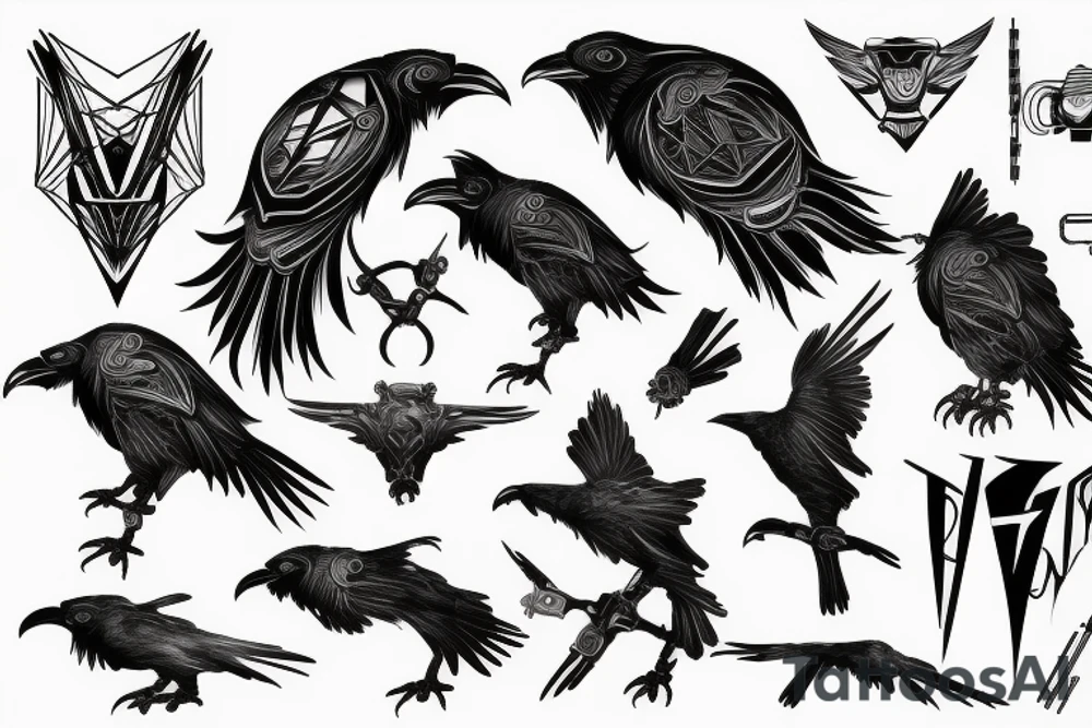 Biomechanical Raven tattoo idea