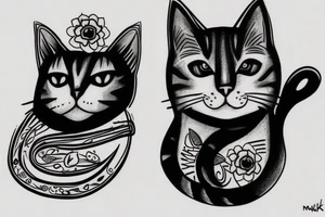 a cat on the screem edward munk background tattoo idea
