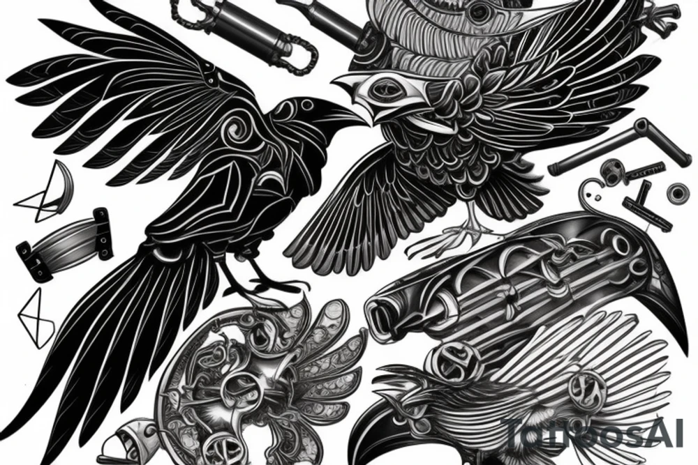 Biomechanical Raven tattoo idea