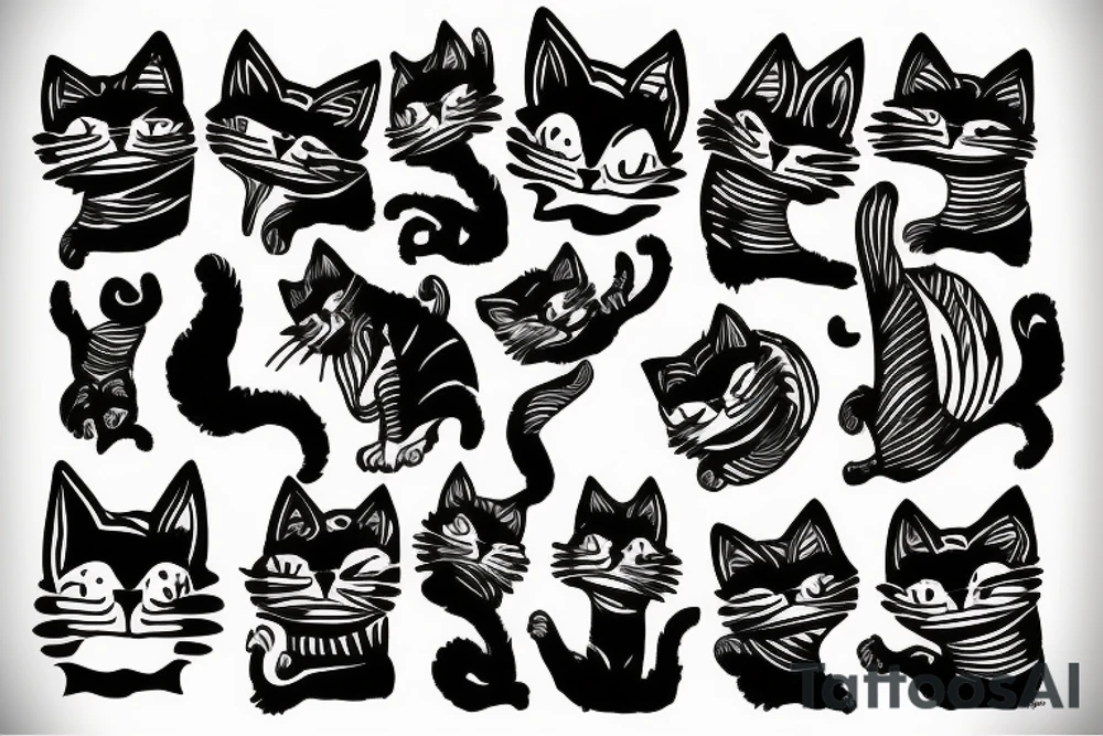a cat on the scream edward munk picture background tattoo idea
