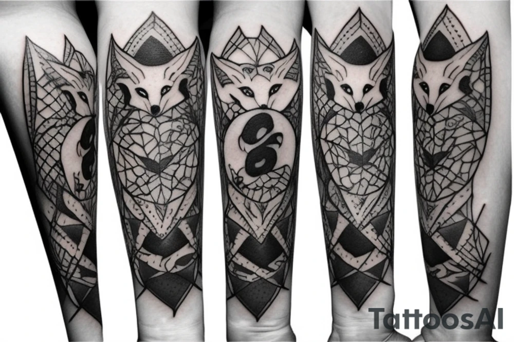 One Fox protect 4 babies Fox tattoo idea