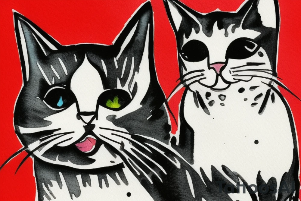 a cat on the scream edward munk picture background tattoo idea