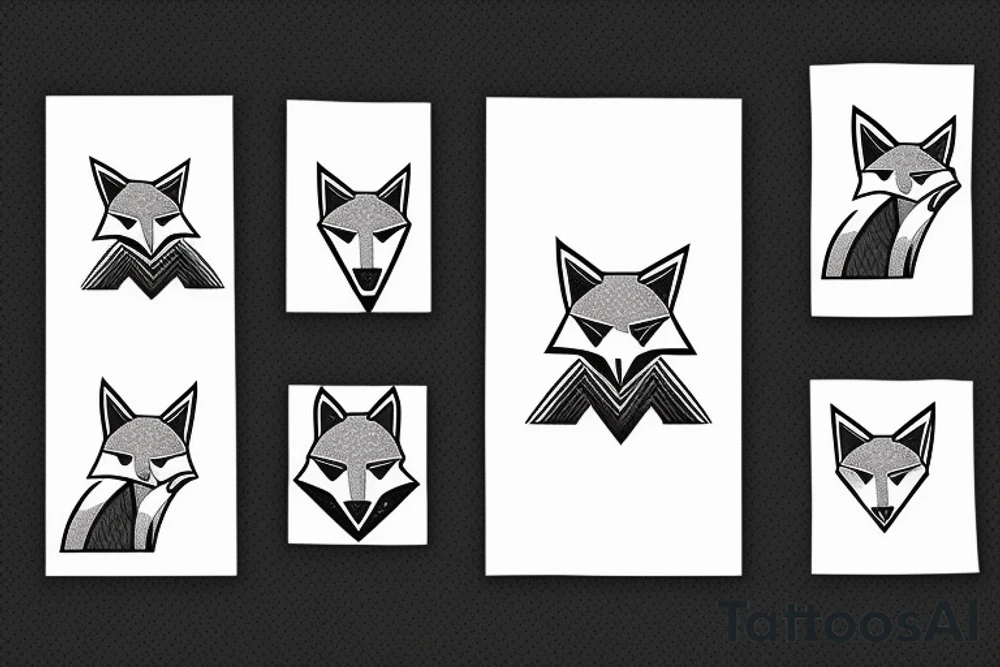 a fox father who protects 4 foxes in the woods tattoo idea