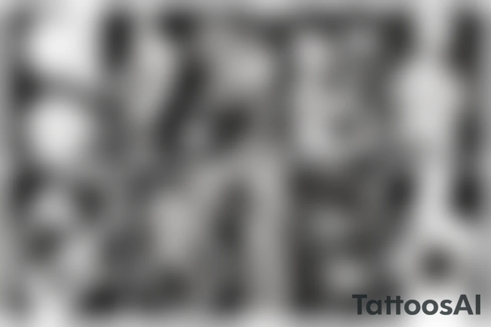 A abstract cosmic entity grasping at the visual parts of themselves scattered throughout the universe and putting themselves together tattoo idea