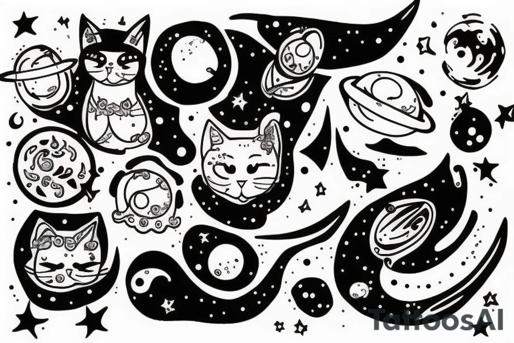 Cat in space tattoo idea