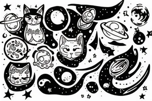 Cat in space tattoo idea