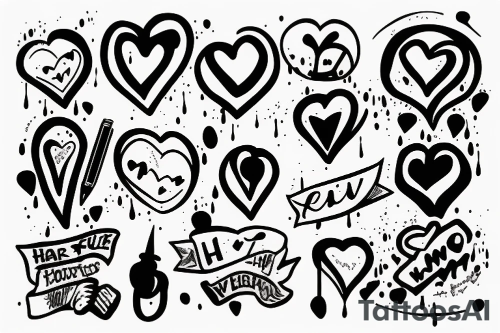 A heart with a pen in it And he presses his fist and ink drips from the pen head tattoo idea