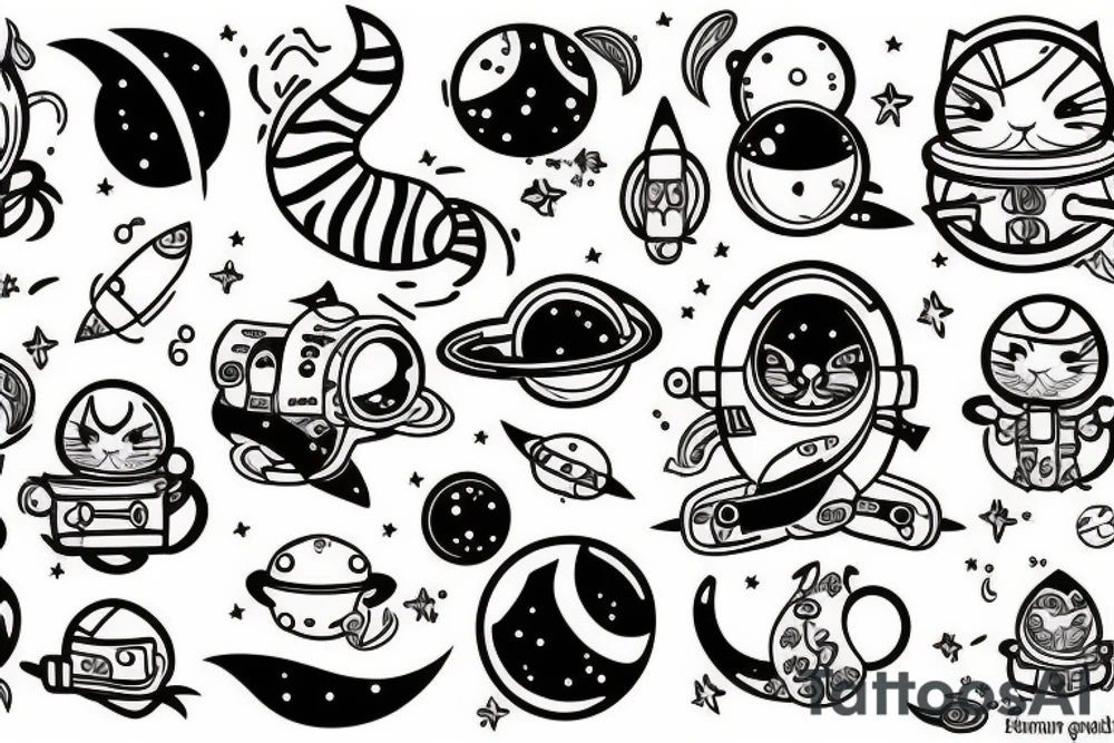 Cat in space tattoo idea