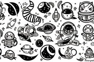 Cat in space tattoo idea