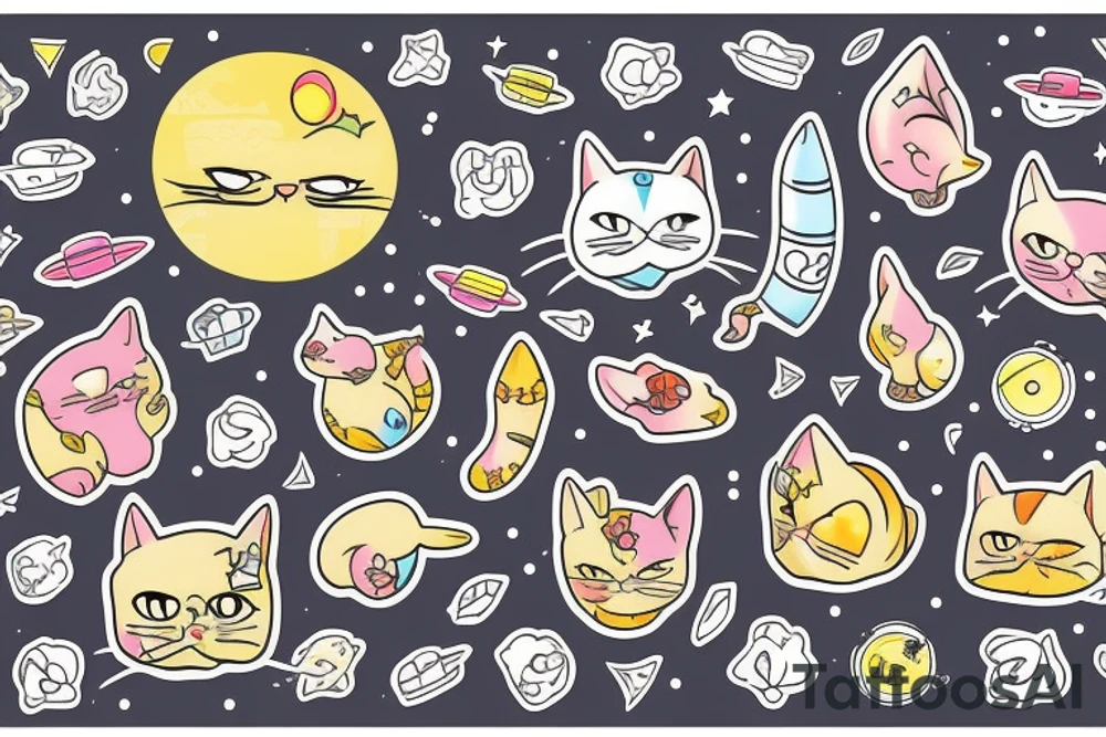 Cat in space tattoo idea