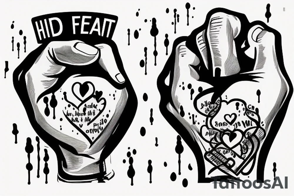 A heart with a pen in it And he presses his fist and ink drips from the pen head tattoo idea