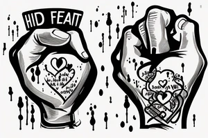 A heart with a pen in it And he presses his fist and ink drips from the pen head tattoo idea