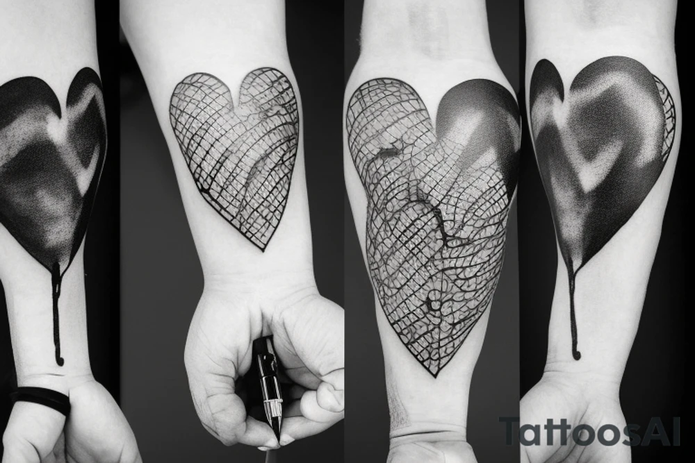 A heart with a pen in it And he presses his fist and ink drips from the pen head tattoo idea