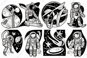 Two astronauts playing on moon tattoo idea