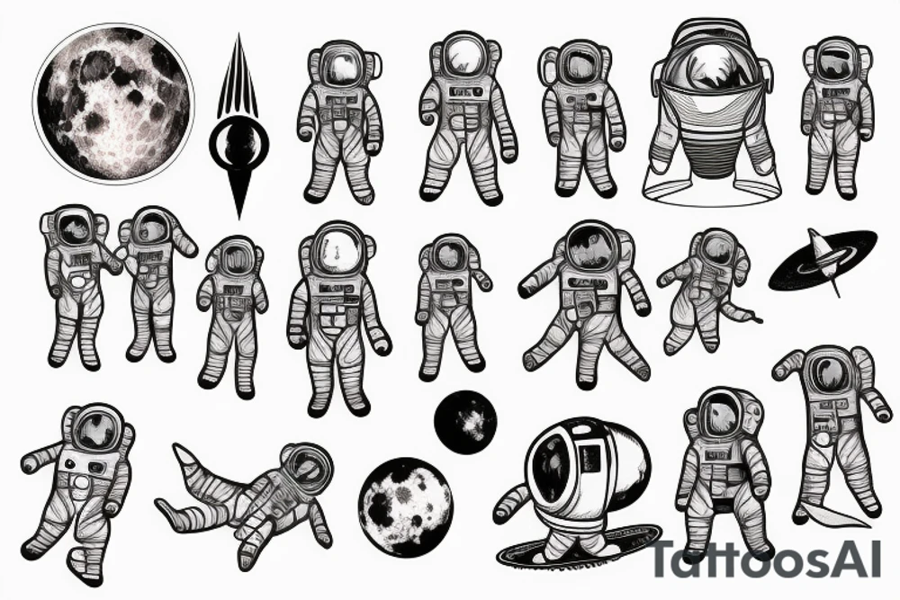 Two astronauts playing on moon tattoo idea