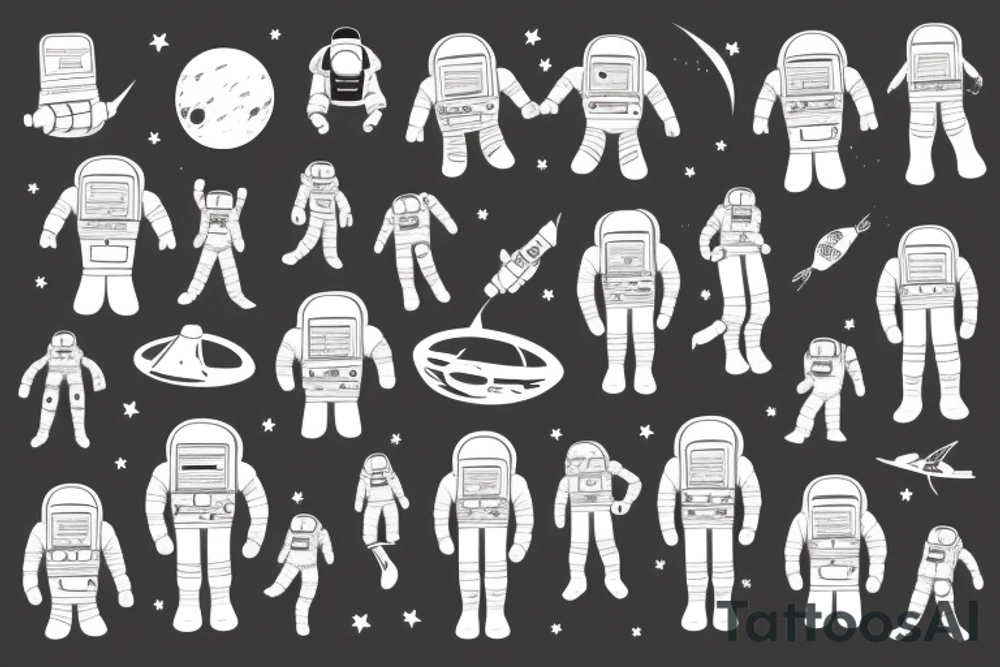 Two astronauts vector tattoo idea