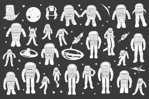 Two astronauts vector tattoo idea