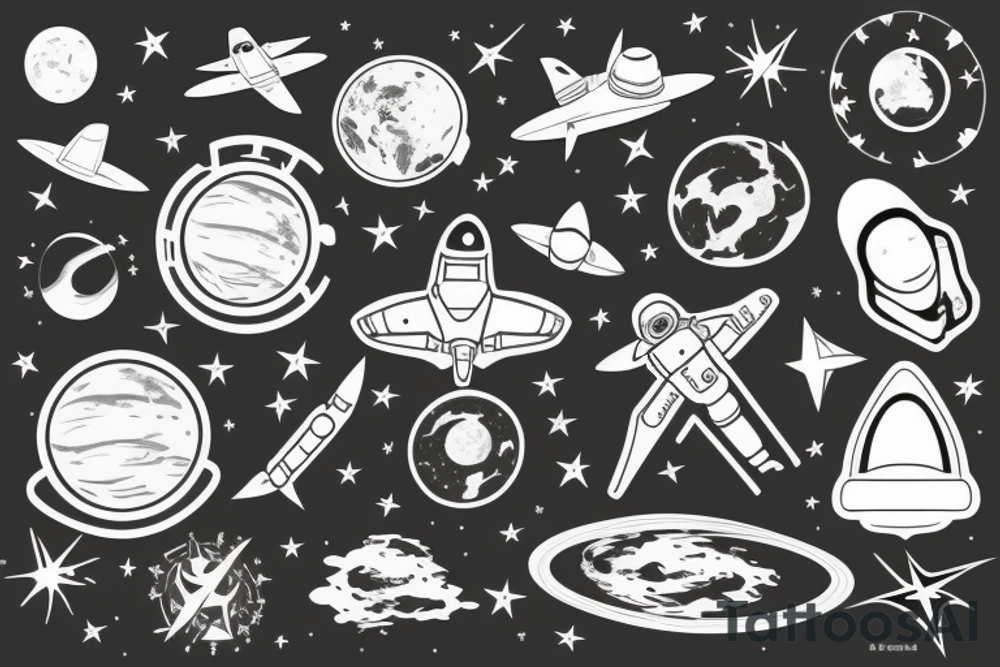 Two astronauts vector tattoo idea