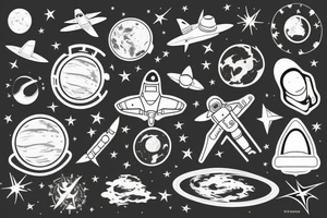Two astronauts vector tattoo idea