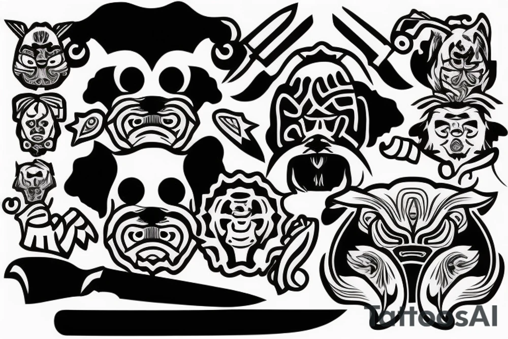 Shi Tzu holding a knife tattoo idea