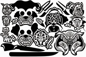 Shi Tzu holding a knife tattoo idea