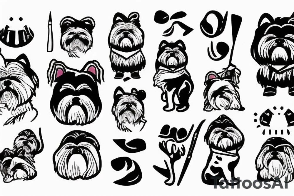 Shi Tzu holding a knife tattoo idea
