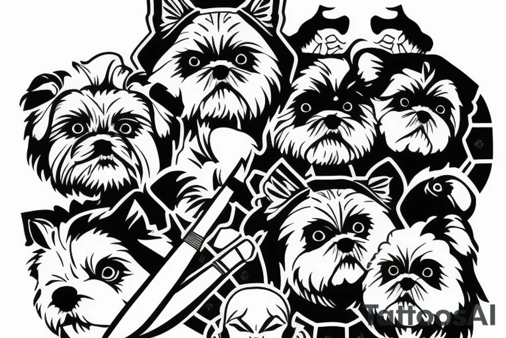 Shi Tzu holding a knife tattoo idea