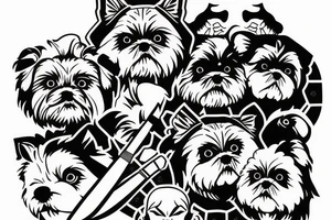 Shi Tzu holding a knife tattoo idea