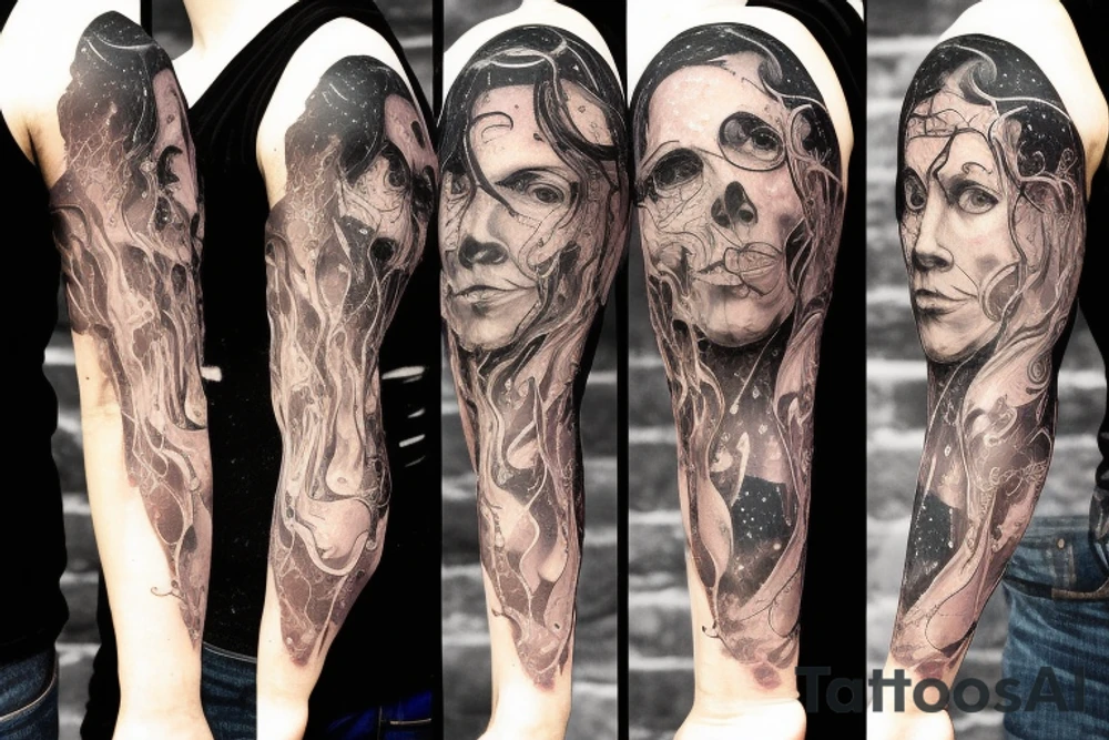 A cosmic entity who is trying to piece themselves back together, small, left forearm tattoo idea