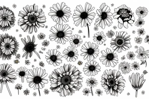 tansy aster, latin globemallow, cowpen dasies, colorful tattoo idea