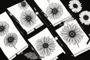 tansy aster, latin globemallow, cowpen dasies, colorful tattoo idea