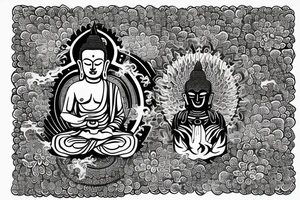 buddha with flames and lotus tattoo idea