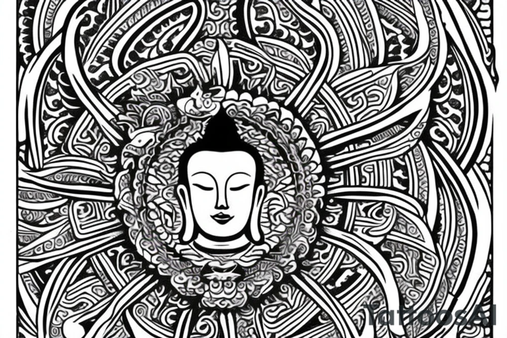 buddha with flames and lotus tattoo idea