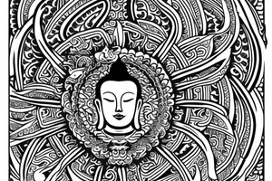 buddha with flames and lotus tattoo idea