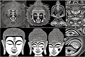 buddha with flames and eye on lotus tattoo idea