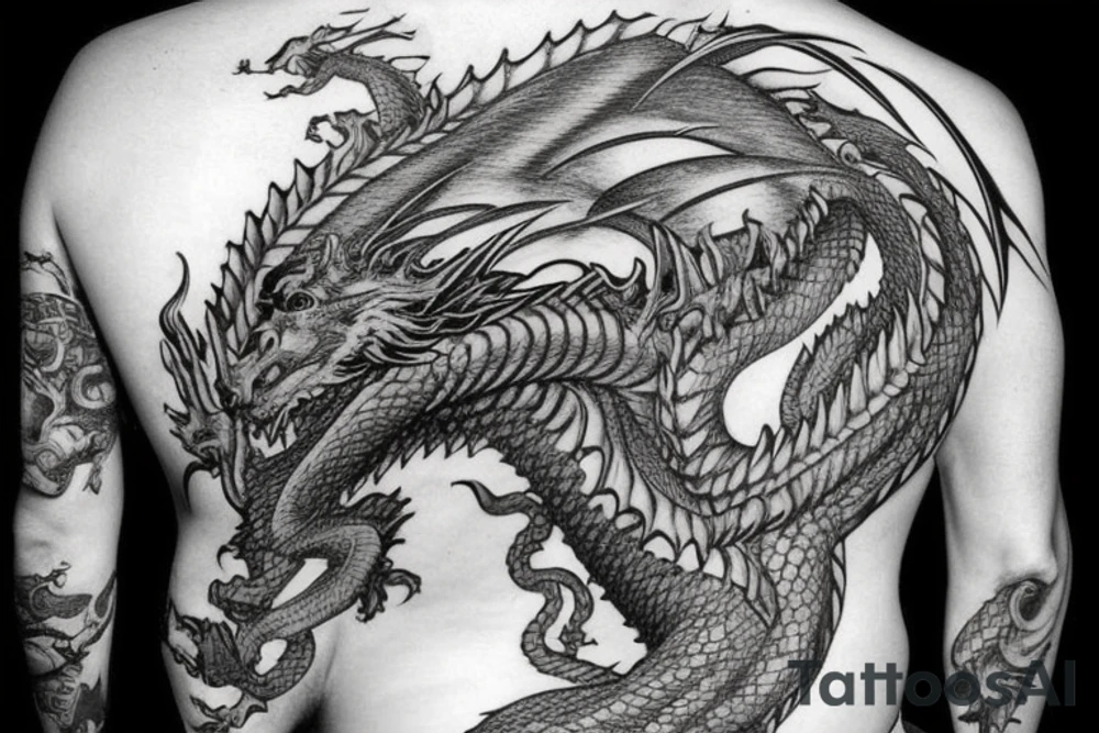 Full size dragon for back tattoo idea
