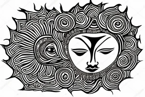 buddha holding an eye surrounded by flames on lotus tattoo idea