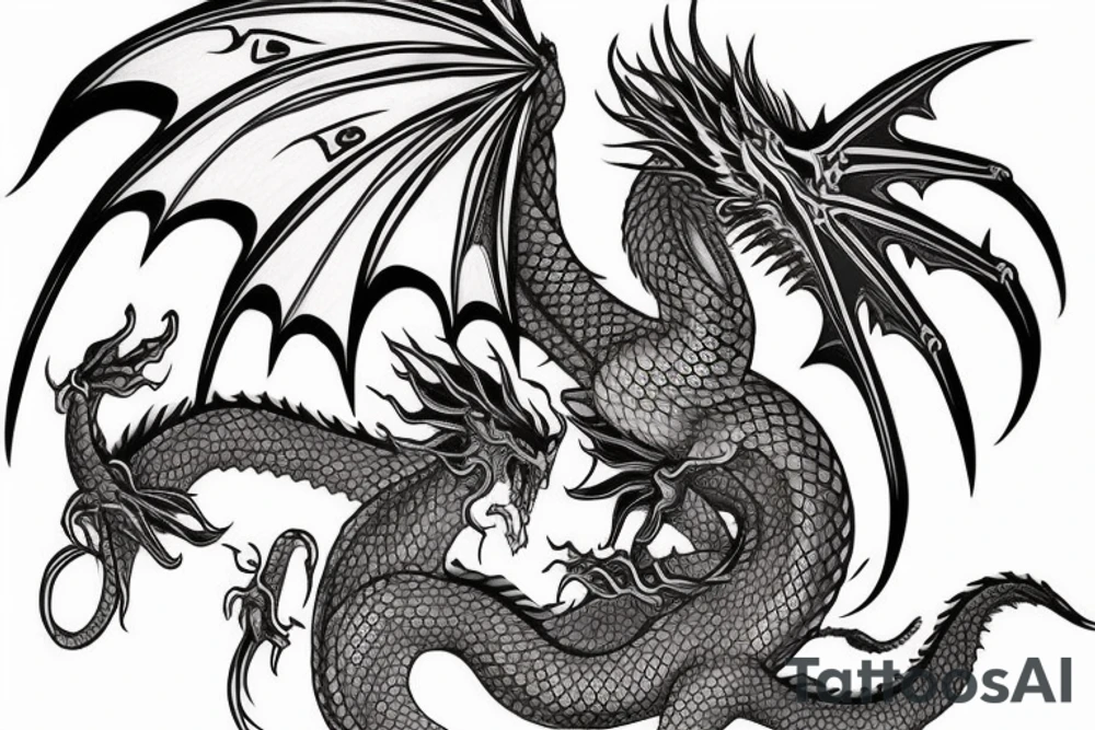 Full size collored dragon for back tattoo idea