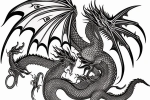 Full size collored dragon for back tattoo idea
