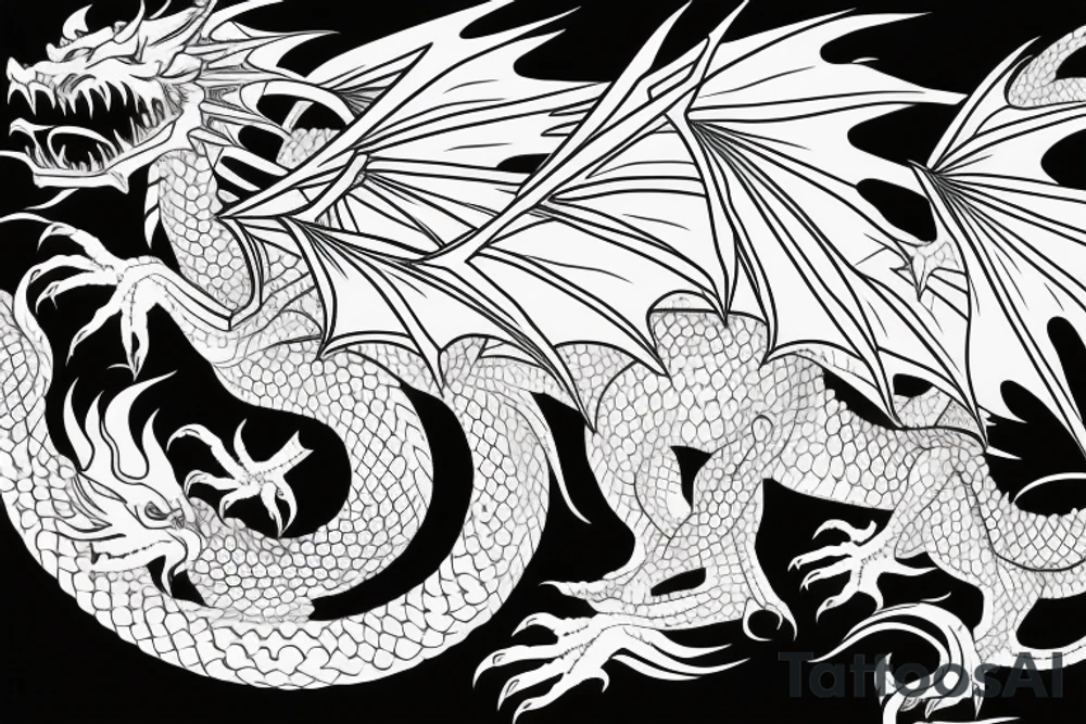 Full size collored dragon for back tattoo idea