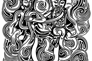 buddha with six arms surrounded by flames on lotus tattoo idea