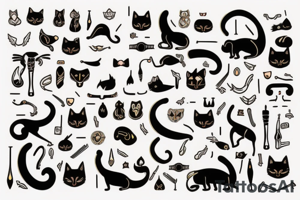 black cat as egyptian cat bast tattoo idea