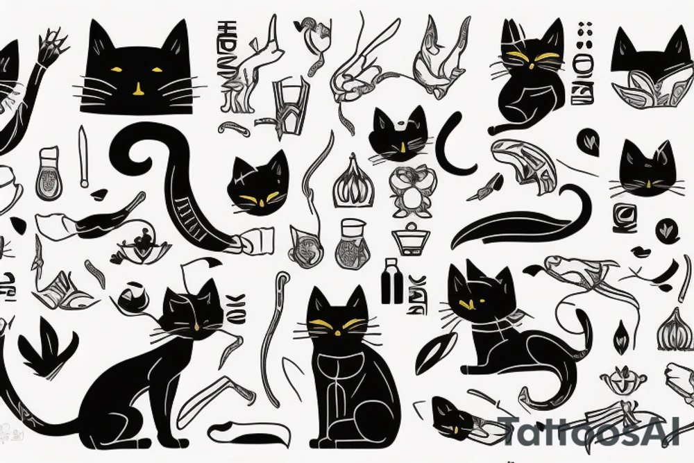 black cat as egyptian cat bast tattoo idea