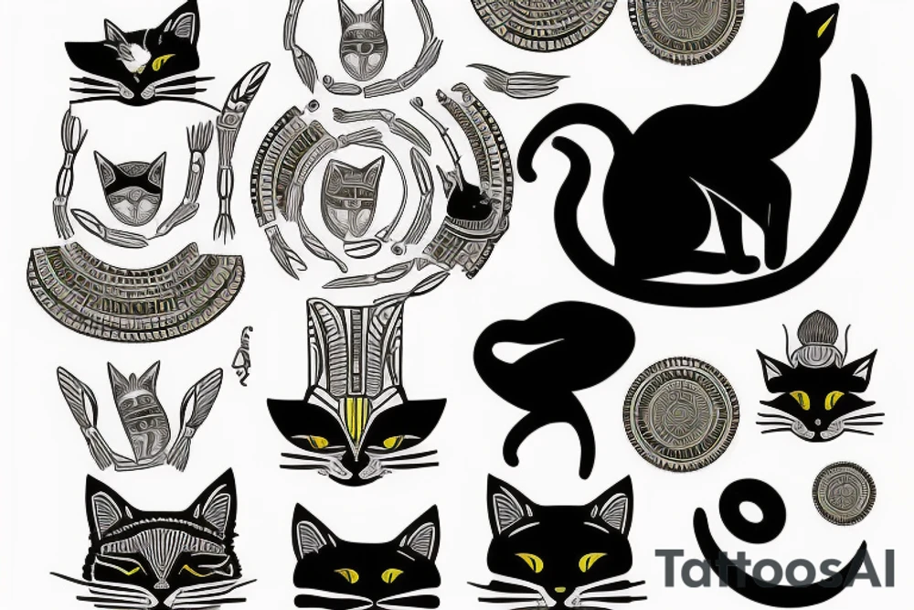 black cat as egyptian cat bast tattoo idea