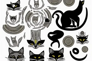 black cat as egyptian cat bast tattoo idea