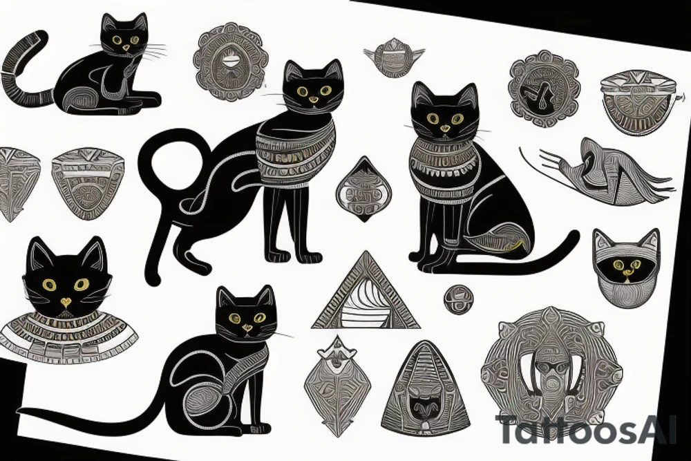 black cat as egyptian cat bast tattoo idea