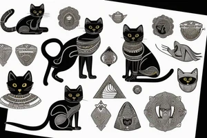 black cat as egyptian cat bast tattoo idea