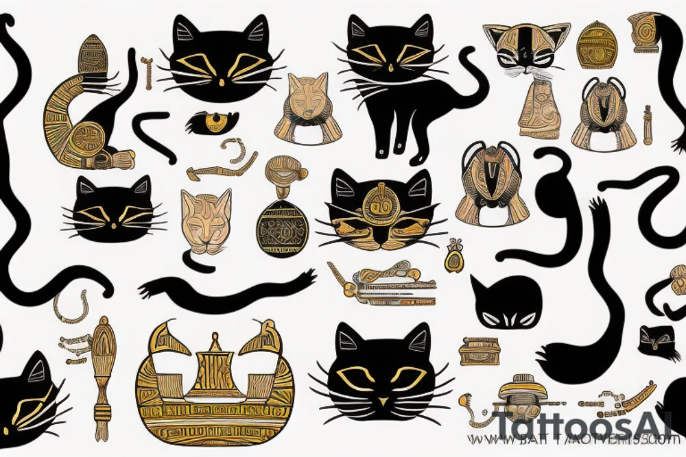 black cat as egyptian cat bast tattoo idea