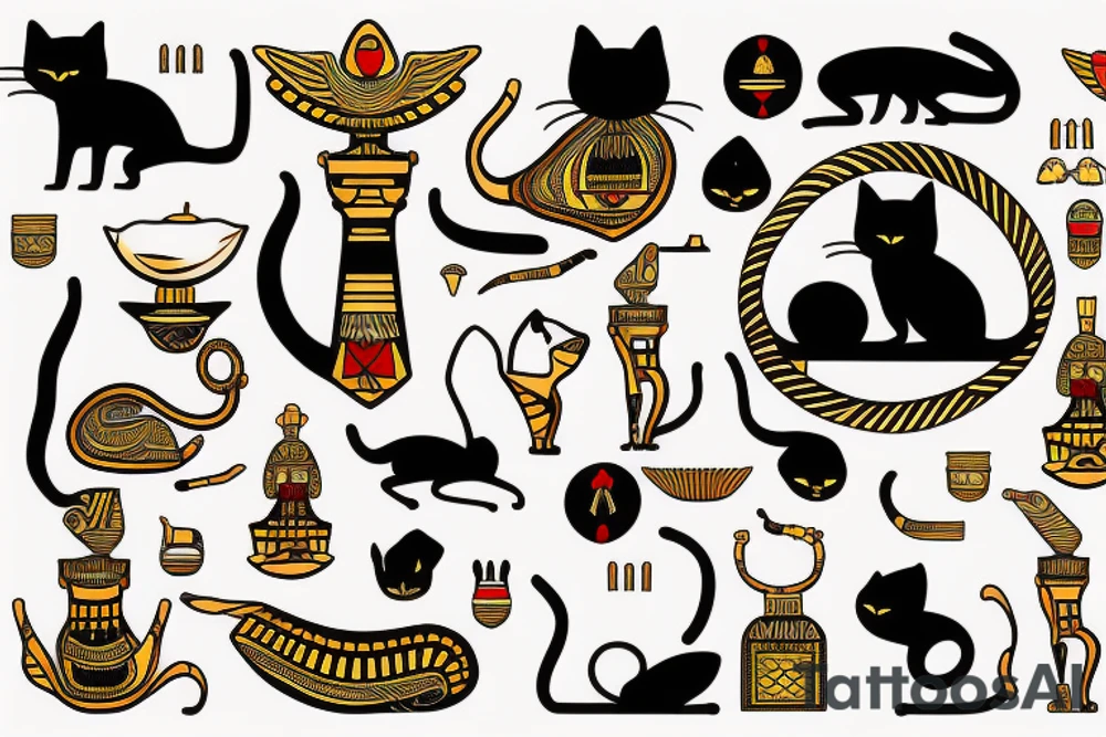 black cat as egyptian cat bast tattoo idea